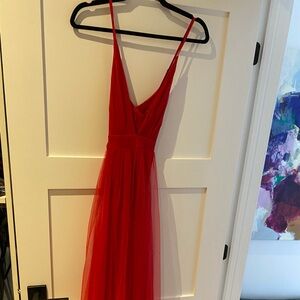 Red gown with chiffon skirt size medium